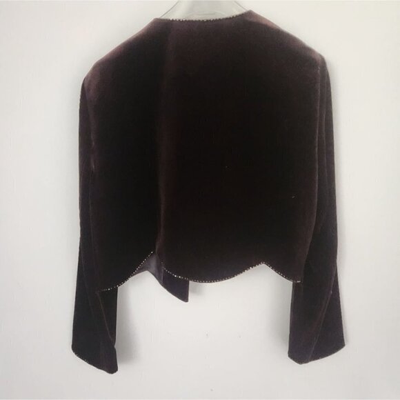 ADRIANNA PAPELL Occasions | Velvet jacket evening brown beaded sz 10P - Picture 5 of 6